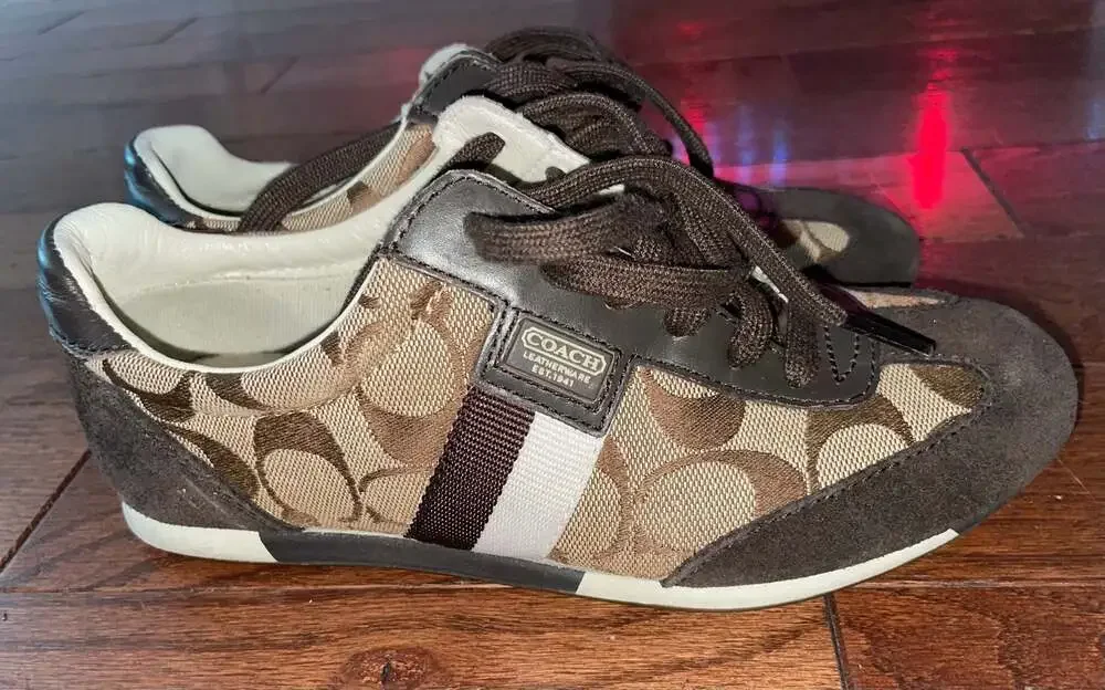 COACH Joss Signature C Y2K Retro Low Profile Sneakers Brown Size 5